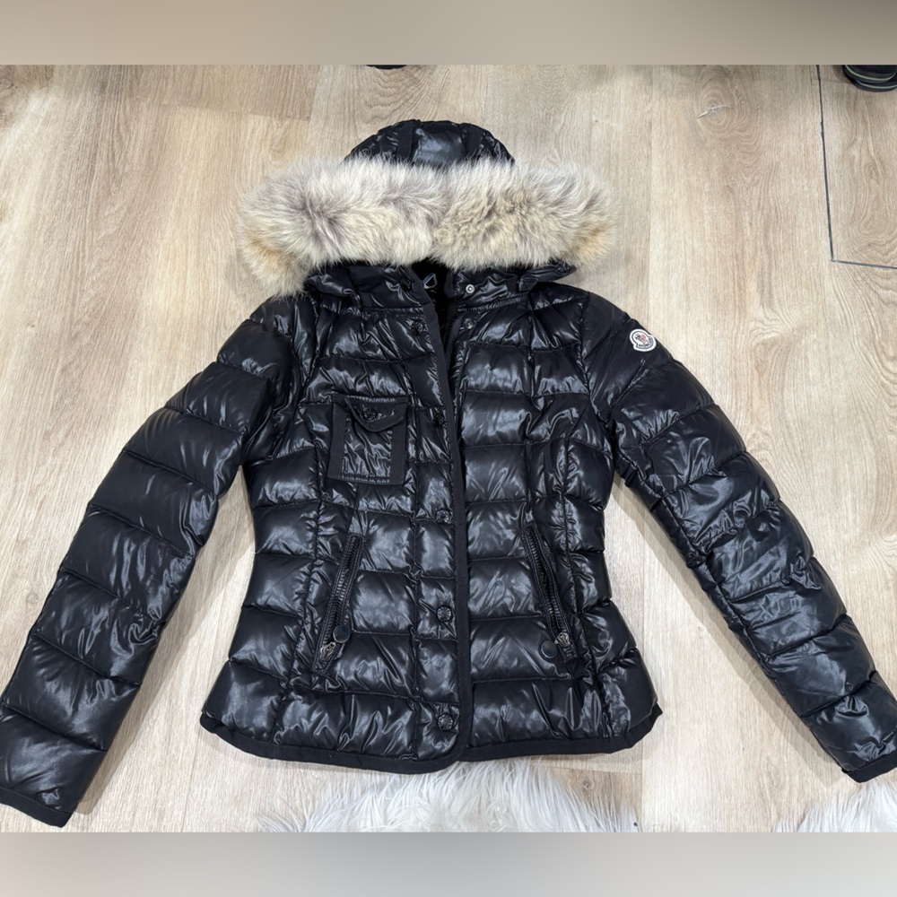Women's Black Puffer Jacket with Fur Trim